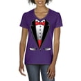 thumbnail image 1 of Artix - Women's T-Shirt V-Neck Short Sleeve - Tuxedo Prom Costume, 1 of 5