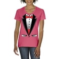 thumbnail image 1 of Artix - Women's T-Shirt V-Neck Short Sleeve - Tuxedo Prom Costume, 1 of 5
