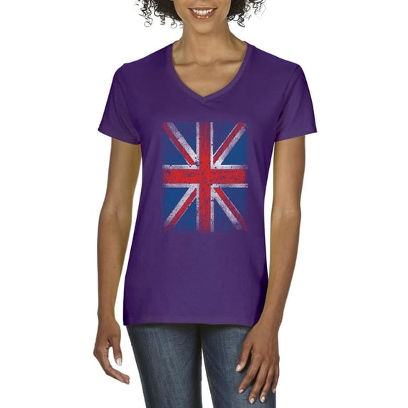 Artix - Women's T-Shirt V-Neck Short Sleeve - Union Jack British Flag