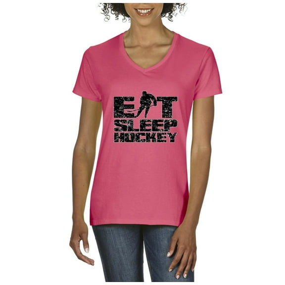 Artix - Women's T-Shirt V-Neck Short Sleeve, up to Women Size 3XL - Eat Sleep Hockey