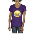 thumbnail image 1 of Artix - Women's T-Shirt V-Neck Short Sleeve, up to Women Size 3XL - Emoji Laughing Tears, 1 of 5