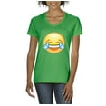 thumbnail image 1 of Artix - Women's T-Shirt V-Neck Short Sleeve, up to Women Size 3XL - Emoji Laughing Tears, 1 of 5