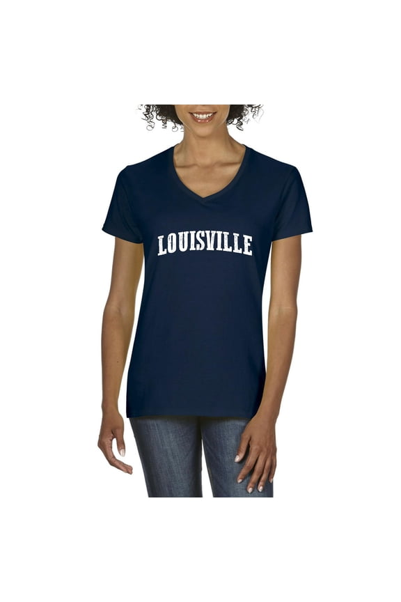 - Women's T-Shirt V-Neck Short Sleeve, up to Women Size 3XL - Louisville