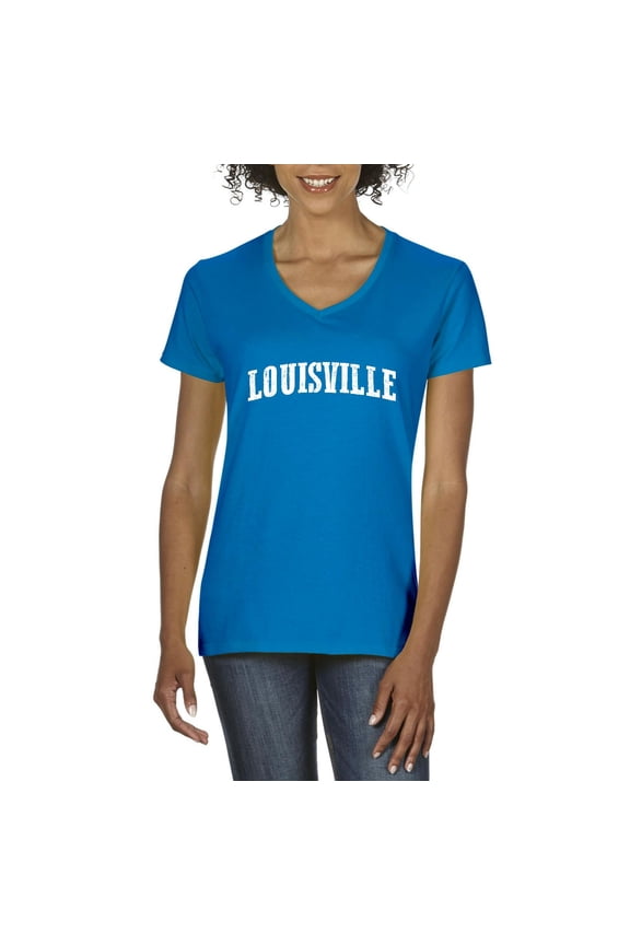 - Women's T-Shirt V-Neck Short Sleeve, up to Women Size 3XL - Louisville
