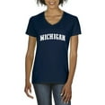 thumbnail image 1 of Artix - Women's T-Shirt V-Neck Short Sleeve, up to Women Size 3XL - Michigan, 1 of 5