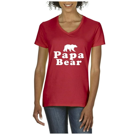 Artix - Women's T-Shirt V-Neck Short Sleeve, up to Women Size 3XL - Papa Bear