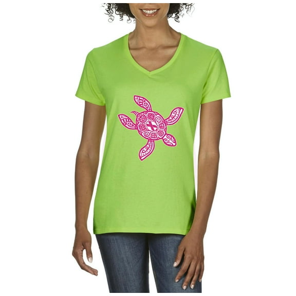 Artix - Women's T-Shirt V-Neck Short Sleeve, up to Women Size 3XL - Sea Turtle Hawaii