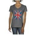 thumbnail image 1 of Artix - Women's T-Shirt V-Neck Short Sleeve, up to Women Size 3XL - Union Jack British Flag, 1 of 5