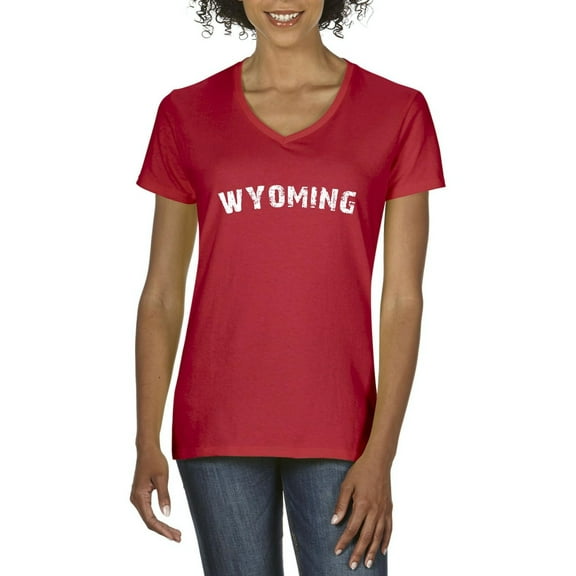 Artix - Women's T-Shirt V-Neck Short Sleeve, up to Women Size 3XL - Wyoming