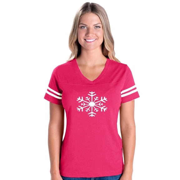 Artix - Womens Football Fine Jersey T-shirts, up to Size 3XL - Christmas Snowflake