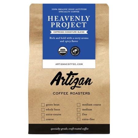Artizan Coffee 100% Organic High Altitude Espresso Blend - Heavenly Project High Altitude Blend Whole Bean Medium Roast - 10 oz
