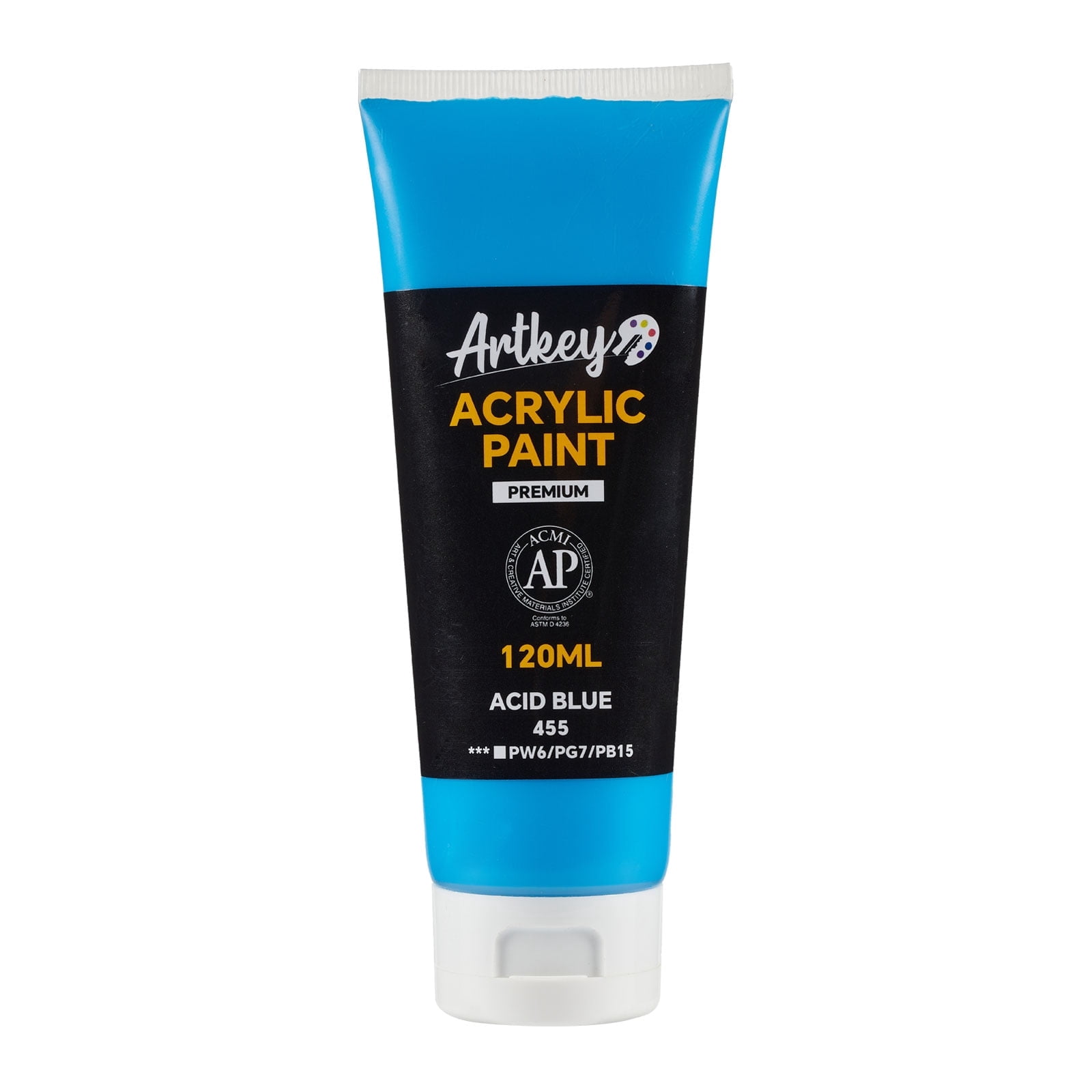 Artkey Acrylic Paint - Acid Blue (120 ml/4.06 oz) Tubes, Rich & Vibrant Pigments, Professional Artists Acrylic Paints - Art Supplies for Canvas Wood Rock Clay Fabric Ceramics Art Crafts Painting