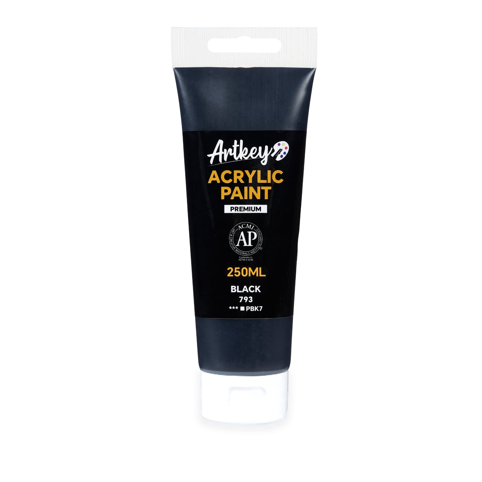 Artkey Acrylic Craft Paint - Black Tubes, Multi-Surface, Semi-Gloss, 250 ml/8.45 fl oz