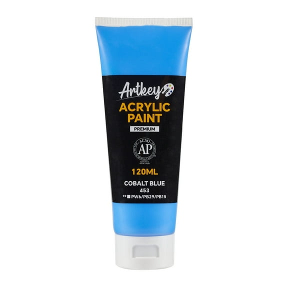 Artkey Acrylic Paint - Cobalt Blue (120 ml/4.06 oz) Tubes, Rich & Vibrant Pigments, Professional Artists Acrylic Paints - Art Supplies for Canvas Wood Rock Clay Fabric Ceramics Art Crafts Painting