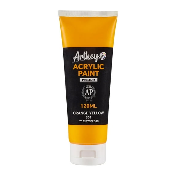 Artkey Acrylic Paint - Orange Yellow (120 ml/4.06 oz) Tubes, Rich & Vibrant Pigments, Professional Artists Acrylic Paints - Art Supplies for Canvas Wood Rock Clay Fabric Ceramics Art Crafts Painting