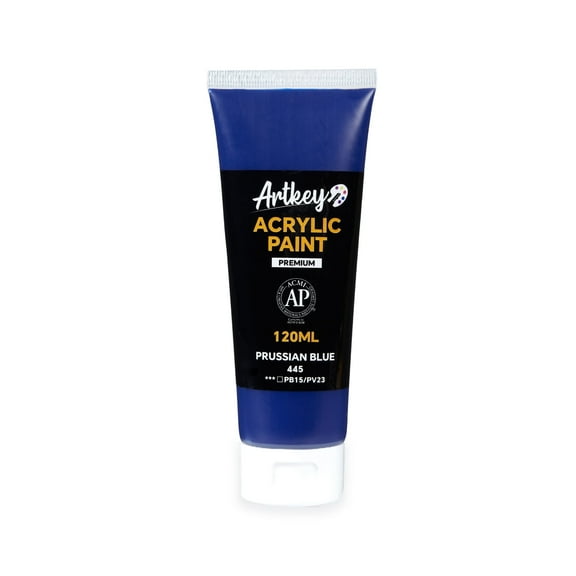 Artkey Acrylic Paint - Prussian Blue (120 ml/4.06 oz) Tubes, Rich & Vibrant Pigments, Professional Art Supplies for Canvas Wood Rock Clay Fabric