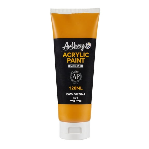 Artkey Acrylic Paint - Raw Sienna (120 ml/4.06 oz) Tubes, Rich & Vibrant Pigments, Professional Artists Acrylic Paints - Art Supplies for Canvas Wood Rock Clay Fabric Ceramics Art Crafts Painting