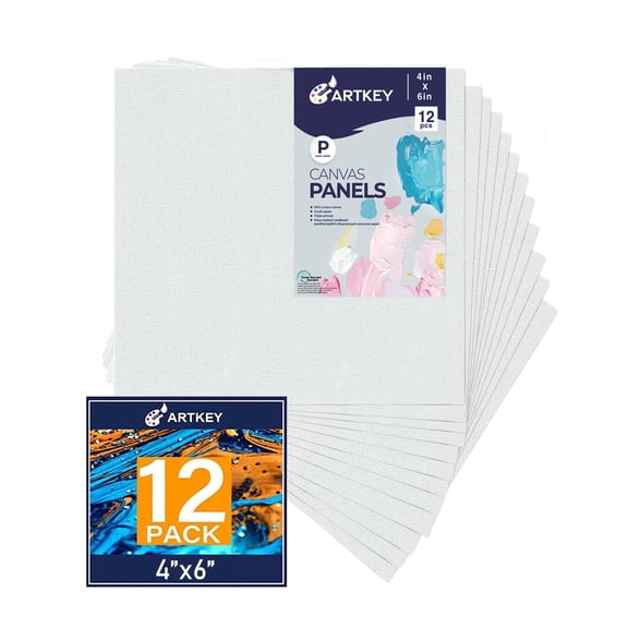 Artkey Canvas Panels 4x6 inch 12-pack, Acid-Free 100% Cotton for Painting for Adult