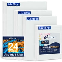 Artkey Canvas Panels 5x7 8x10 9x12 11x14 inch 24-Pack, Acid-Free 100% Cotton for Painting for Adult