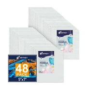 Artkey Canvas Panels 5x7 inch 48-Pack, Acid-Free 100% Cotton Canvas Boards for Painting for Adult