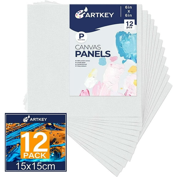 Artkey Canvas Panels 6x6 inch 12-Pack, Acid-Free 100% Cotton for Adult