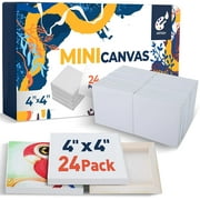 Artkey Mini Canvas, 4x4 inch 24-Pack,100% Cotton Square Small Canvases for Painting for Adult & Kids