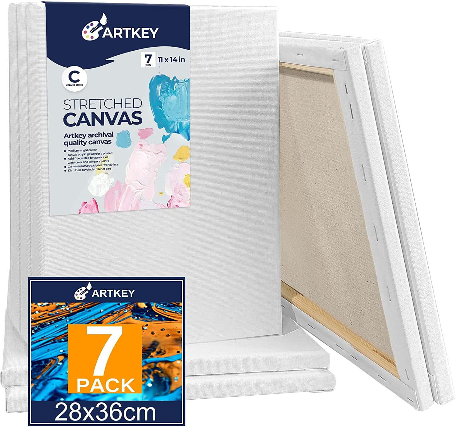 Artkey Mini Canvas, 4x4 inch 24-Pack Small Canvases for Painting, 100%  Cotton 2/5 Inch Profile Square Canvas Painting Canvas for Acrylics Oil