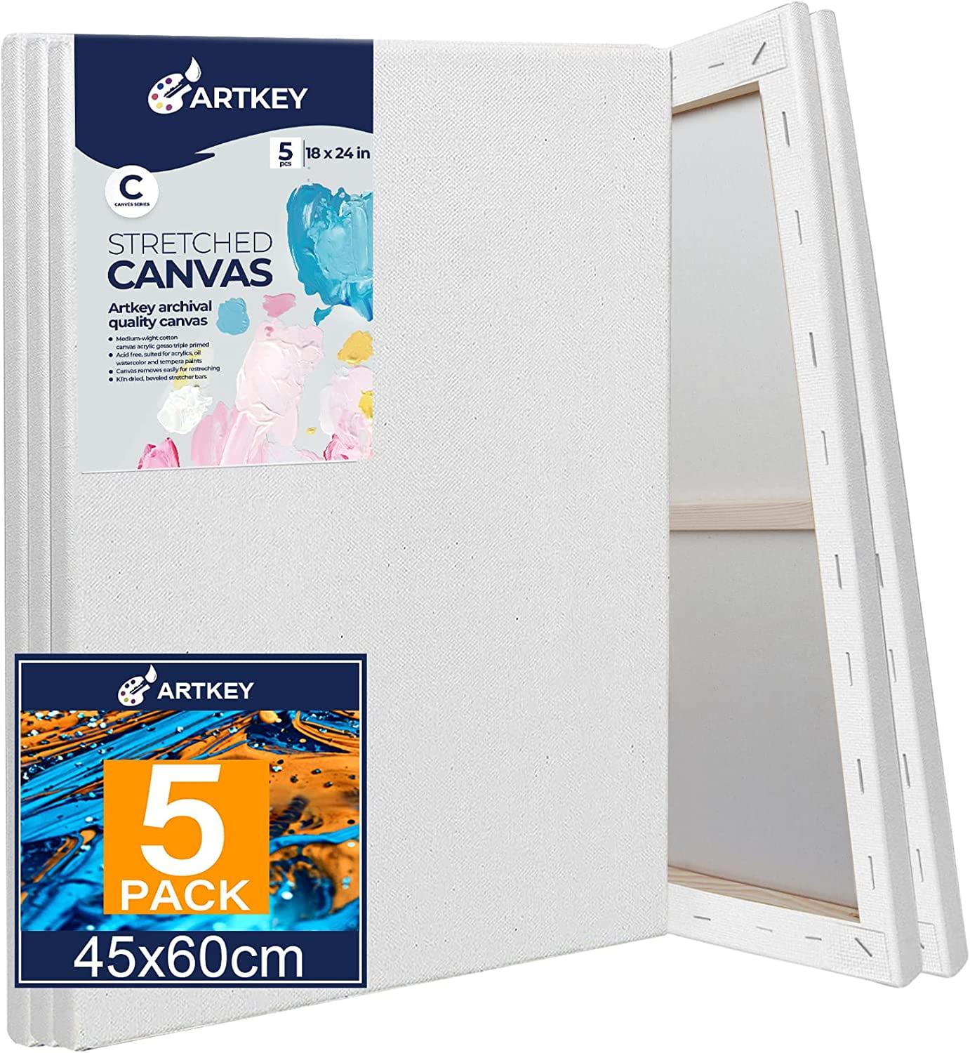 20 Pack Blank Canvas Panels - 5x7, 8x10, 9x12, 11x14 inch (5 Each) - 100%  Cotton, Primed, Acid Free