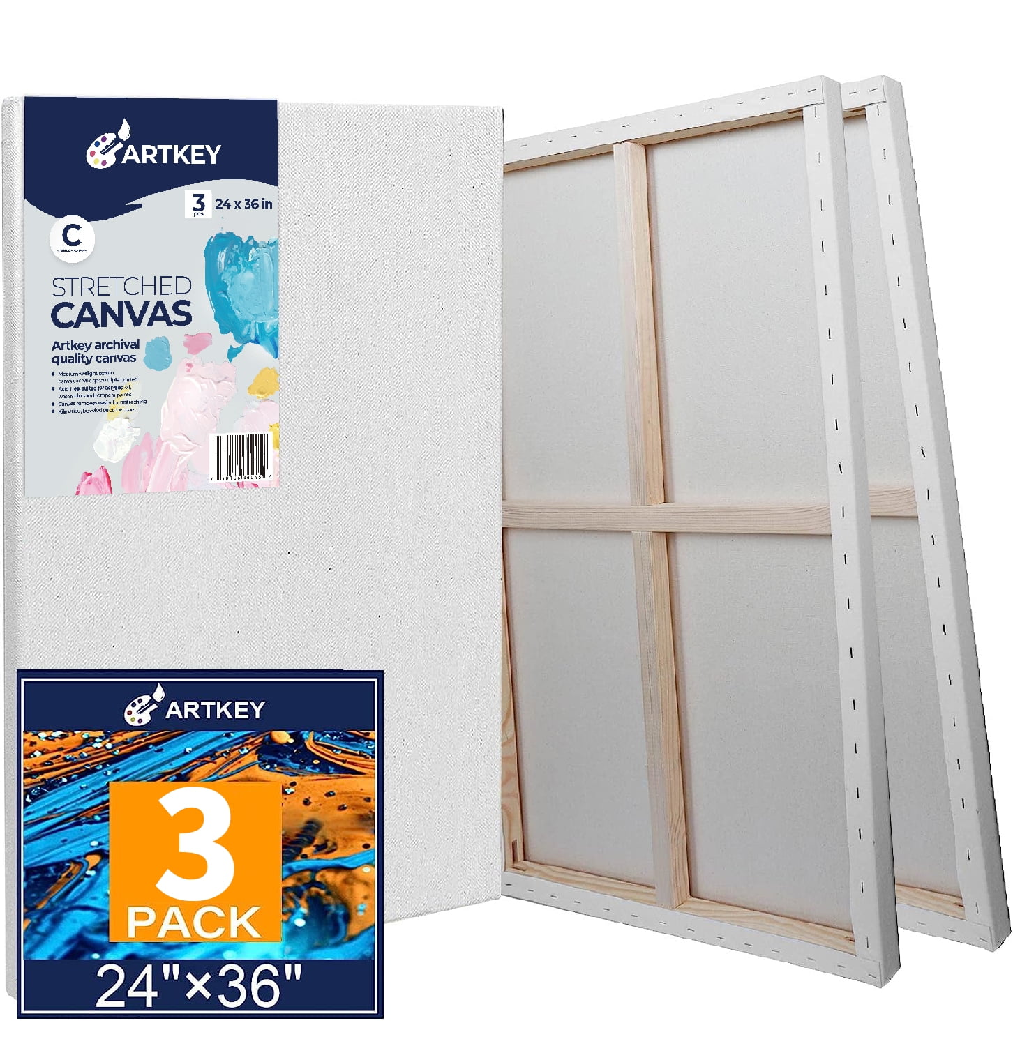 Artkey Mini Canvas, 4x4 inch 24-Pack,100% Cotton Square Small Canvases for Painting for Adult & Kids, Size: 4 x 4, White