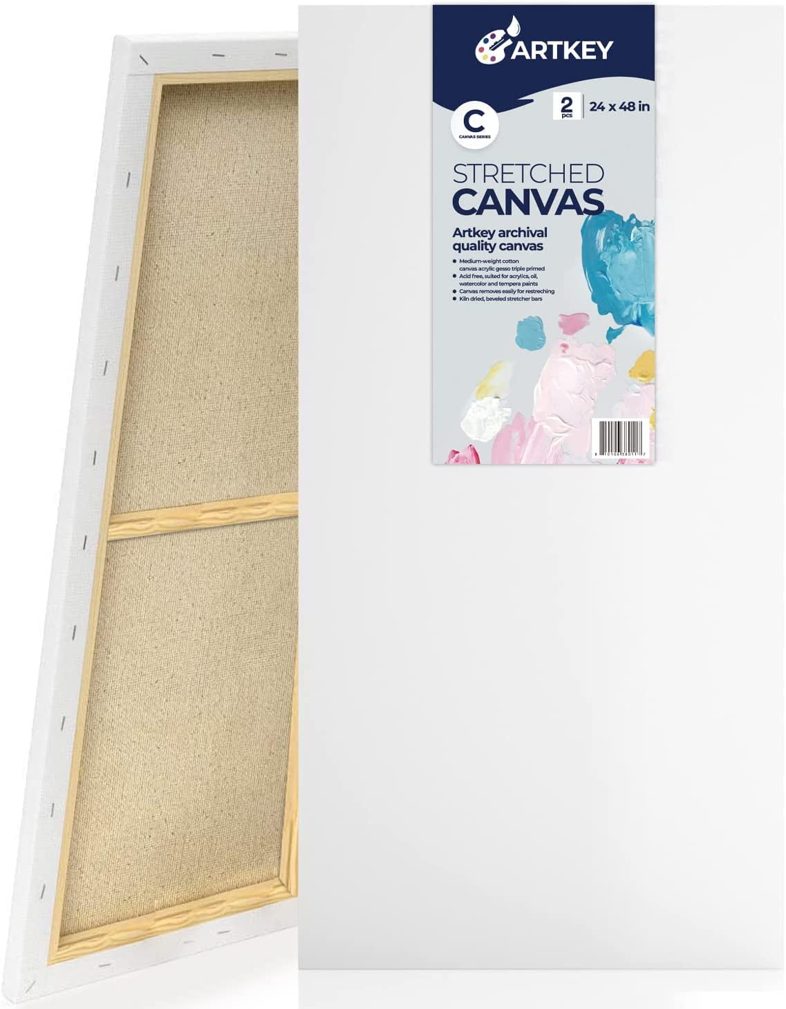 Artkey Stretched Canvas for Painting 28x36cm 7-Pack, 300 GSM Triple Primed Acid-Free 100% Cotton Framed Canvas, Blank Art Canvases for Acrylics