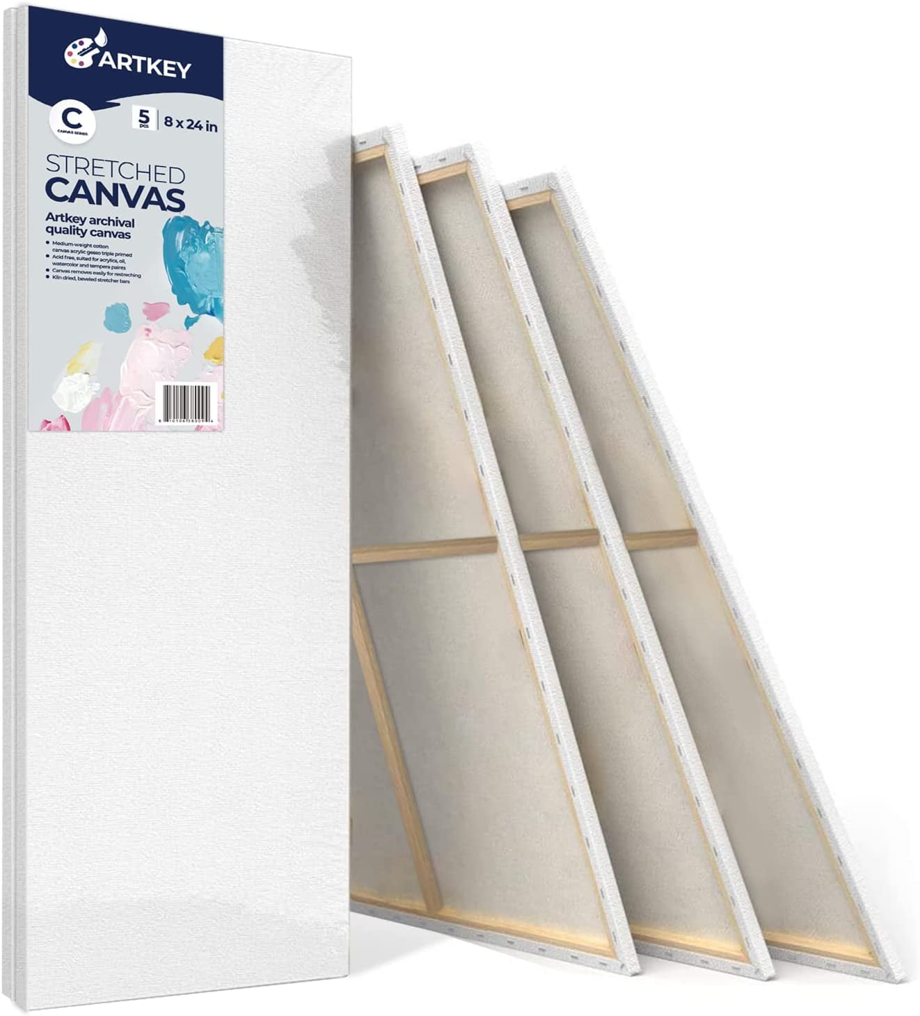 Loomini Canvas Boards for Painting | 8x10 / 10 Pack - 5/8 inch Profile 100% Cotton Pre Primed Stretched Canvas, Art Supplies for Acrylic