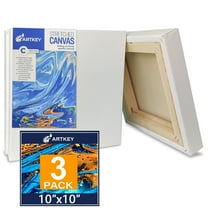Artkey Stretched Canvases,Triple Primed 100% Cotton Acid-Free Canvas for Painting for Adult, 10"x10" - 3 pack