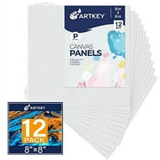 Artkey White Canvas Panels 8x8 inch 12-Pack, Acid-Free 100% Cotton for Painting for Adult