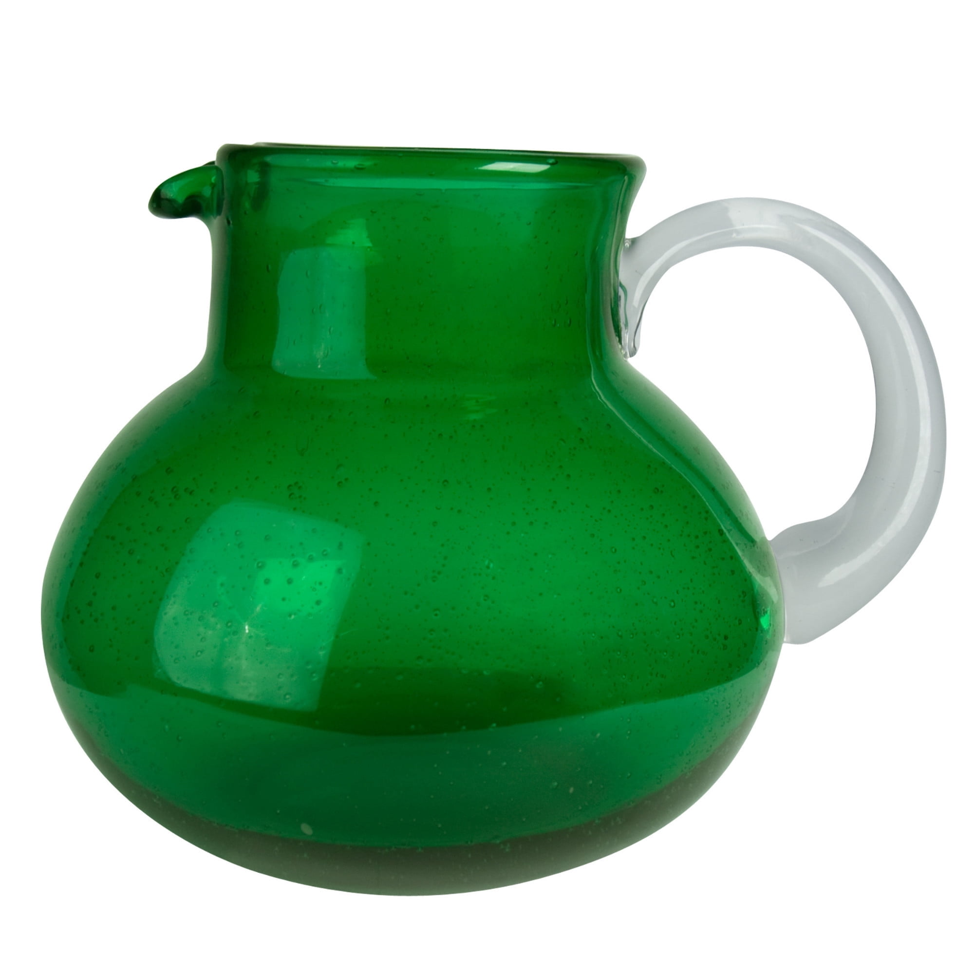 Artland Iris 90 Oz Handblown Glass Pitcher - Bubble Shape, Lead-Free - Versatile Drink Dispenser for Water, Juice, Cocktails - Enhanced Kitchen Decor, Dishwasher Safe (Green)