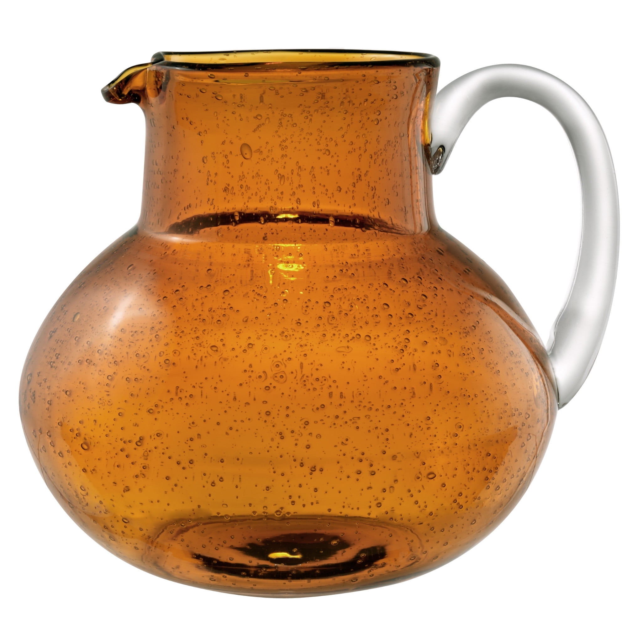 Artland Iris 90 Oz Handblown Glass Pitcher - Bubble Shape, Lead-Free - Versatile Drink Dispenser for Water, Juice, Cocktails - Enhanced Kitchen Decor, Dishwasher Safe (Amber)