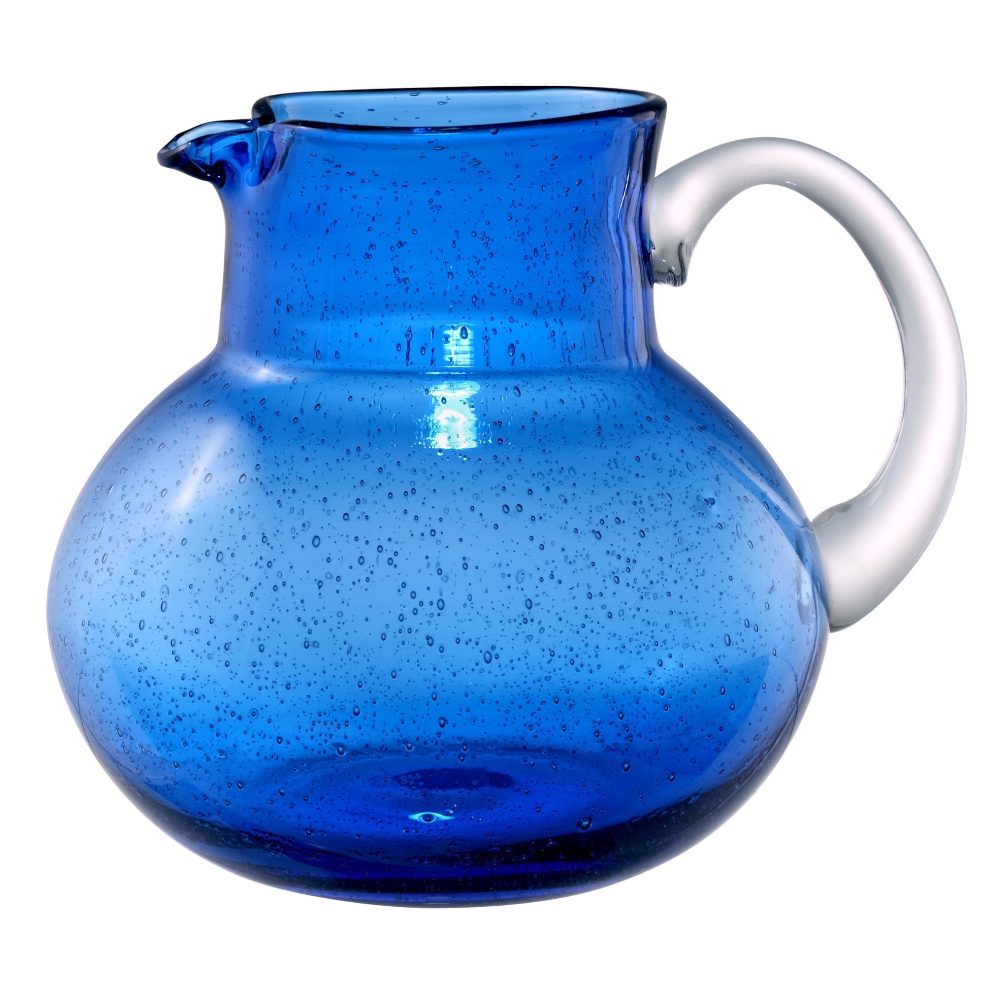 Artland Iris 90 Oz Handblown Glass Pitcher - Bubble Shape, Lead-Free - Versatile Drink Dispenser for Water, Juice, Cocktails - Enhanced Kitchen Decor, Dishwasher Safe (Cobalt Blue)