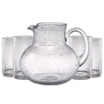 thumbnail image 1 of Artland Iris 90oz Glass Pitcher & 17oz Highball Glasses (Set of 4) - Handcrafted Drinkware, Unique Bubble Design, Lead-Free Glass for Serving Beverages, Home Dining, Entertaining Essentials (Clear), 1 of 5