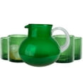 thumbnail image 1 of Artland Iris 90oz Handcrafted Pitcher & 14oz Double Old Fashion Glasses (Set of 4) - Lead-Free Bubble Drinkware for Elegant Dining & Serving - Ideal for Water, Cocktails, Juice, Gatherings (Green), 1 of 5