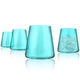 thumbnail image 1 of Artland Soho Optic 14.5 fl oz Retro Blue Vintage Double Old Fashioned Glasses, Set of 4, 1 of 7