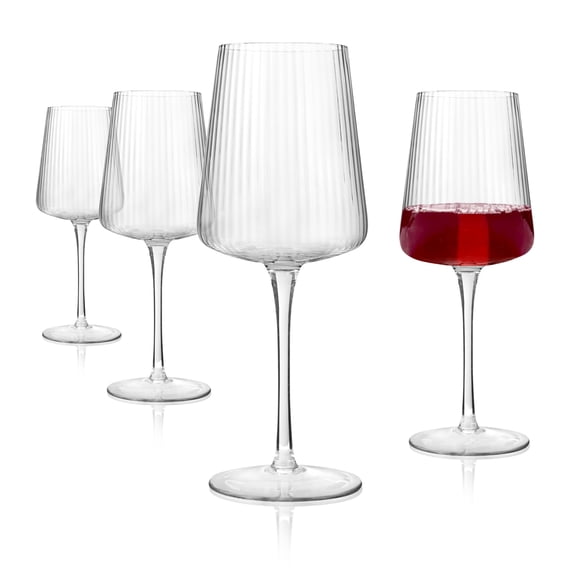 Artland Soho Optic 14 oz Goblet, Set of 4 - Elegant Design, Versatile Use for Wine, Cocktails, and Beverages, Durable Construction, Great for Gatherings, Easy to Clean, Thoughtful Gift Idea (Clear)