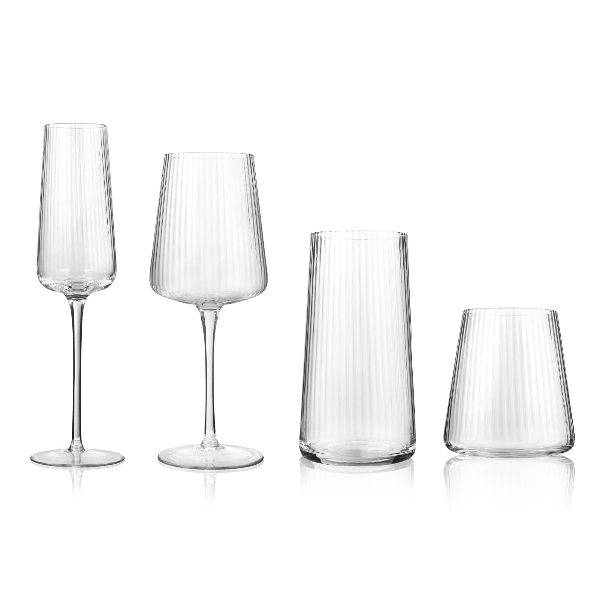 Artland Soho Optic 16 Piece Glassware Set - Elegant Durable Glasses for Every Occasion - Champagne, Double Old Fashion, Goblet, Highball Glasses, Barware Essentials for Entertaining & Gifting (Clear)