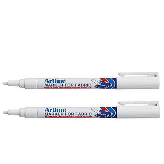 Artline Permanent Fabric Markers, Fine- Point, White, 2 Count Pack