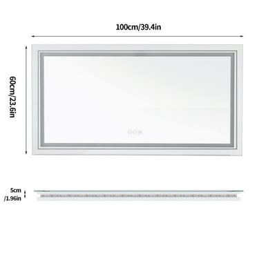 Artloge Super Luxury Jumbo LED Mirror Wall Vanity Anti-Fog Mirrors with Plug 39.4x23.6''