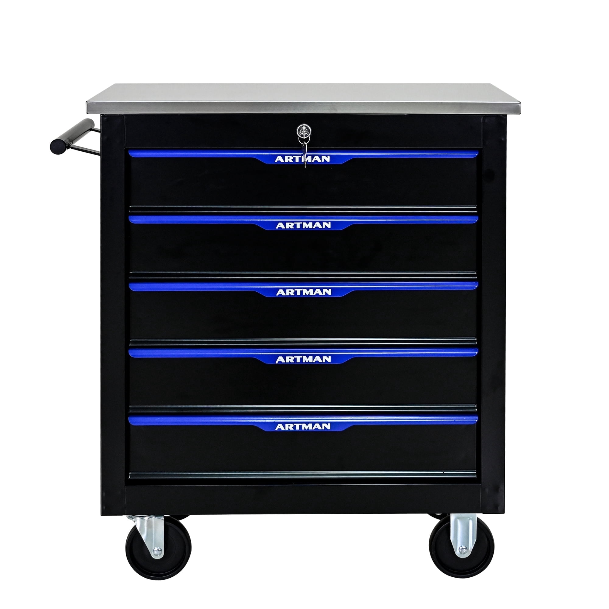 ARTMAN 5-Drawer Rolling Storage Tool Cart with Wheels, Locking, with Lock & Key,  Tool Chest Box Organization for Garage Workshop Warehouse