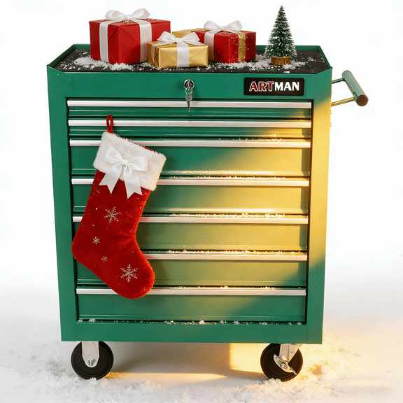 ARTMAN 7 Drawer Rolling Storage Tool Chest, with Key Locking and Parking Brake, Tool Storage Cabinet for Garage, Warehouse, Workshop, Repair Shop