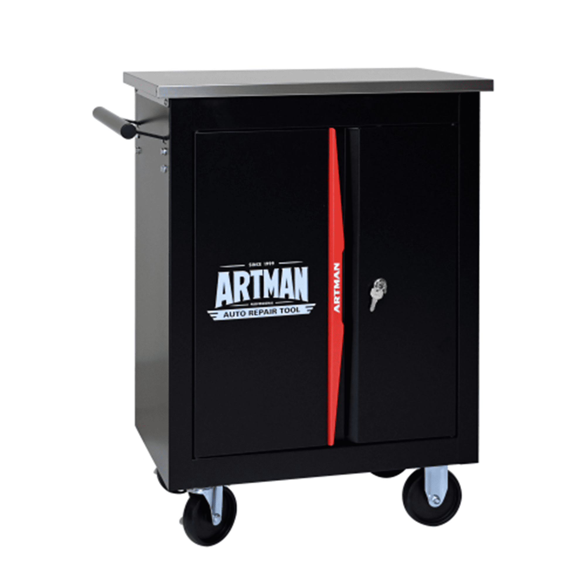 ARTMAN Double-Door Tool Storage Chest, Heavy Duty Tool Cart Cabinets ,Steel Rolling Tool Box for Workshop Garage Repair Shop