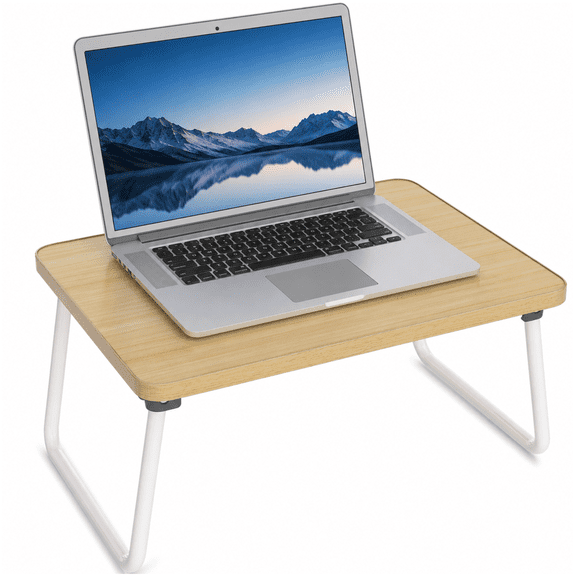 Artmeer Foldable Lap Desk for Bed and Couch, Portable Breakfast Serving Tray with Folding Legs, Bamboo Laptop Table, Bed Desk and TV Tray for Eating, Reading, Writing, Natural