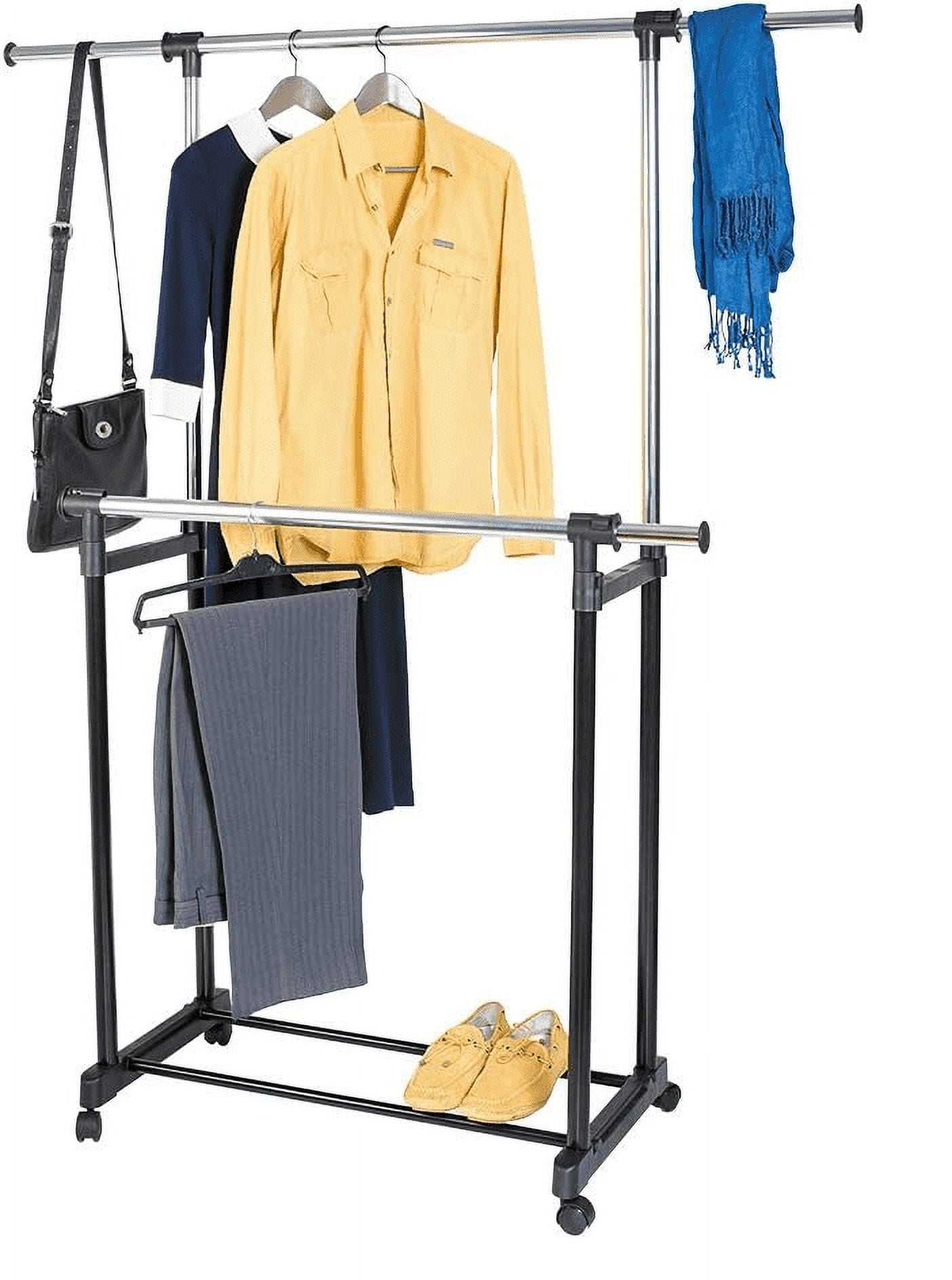 Artmoon Toronto Double Garment Rack on Wheels with Side Telescopic Bars