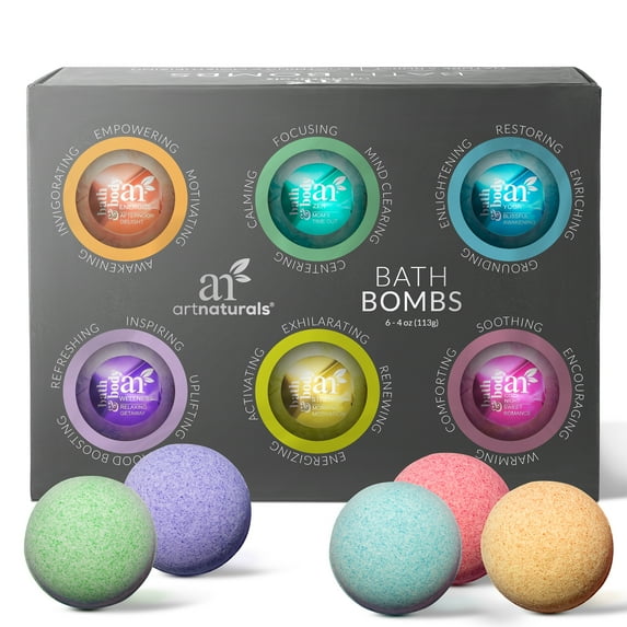 Artnaturals Bath Bombs Nature's Burst Vitamin Enriched Moisturizing Energizing Gift Set, 6 Count