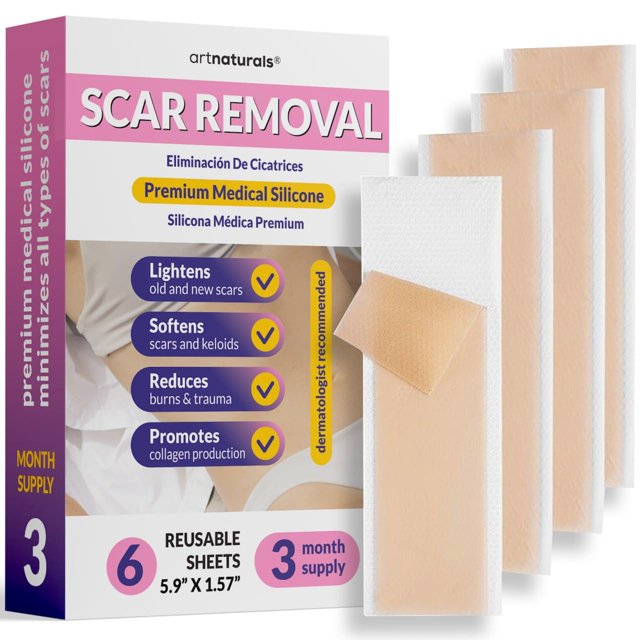 Artnaturals Silicone Scar Sheets (1.57"x 5.9") 6 Pack Reusable and